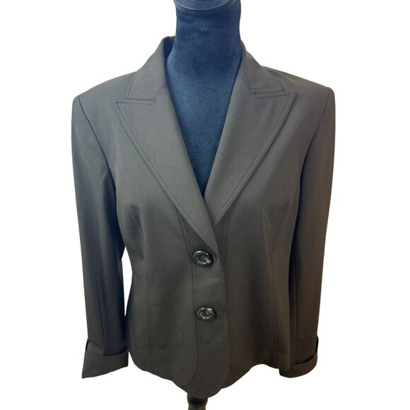 NWT Lafayette 148 New York Women Espresso Brown Wool Two-Button Blazer Jacket 10 - Picture 3 of 16
